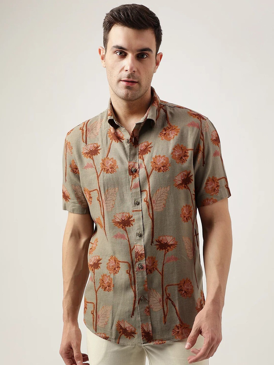 

Marks & Spencer Floral Printed Casual Shirt, Brown