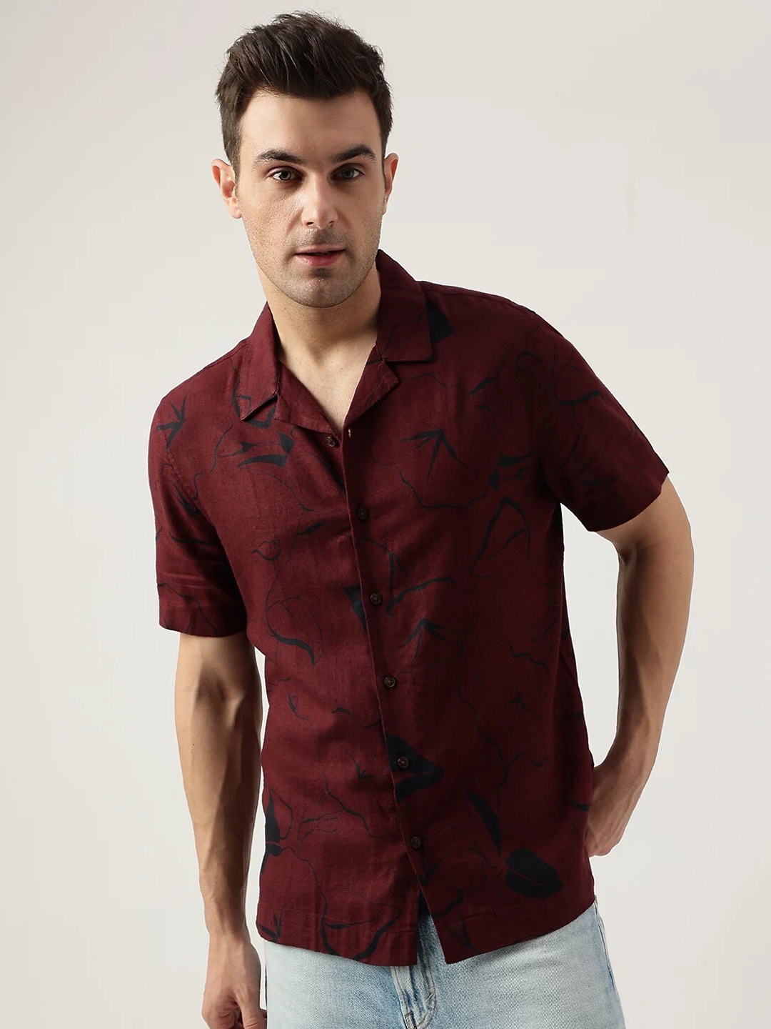 

Marks & Spencer Abstract Printed Casual Shirt, Maroon