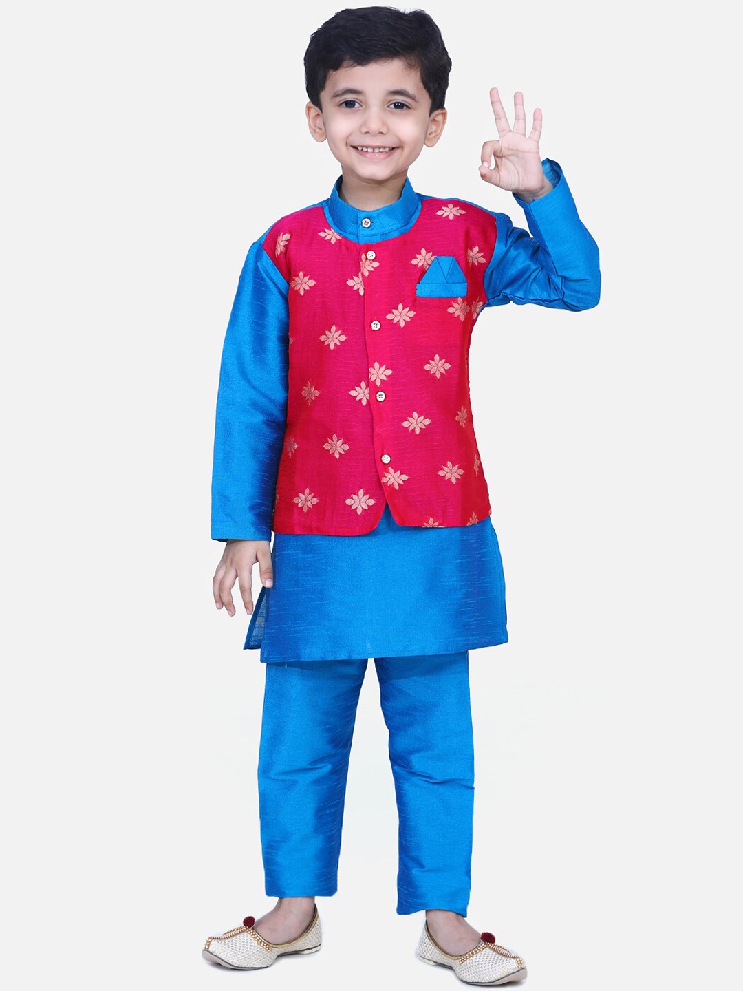 

BownBee Boys Band Collar Kurta with Pyjamas, Blue