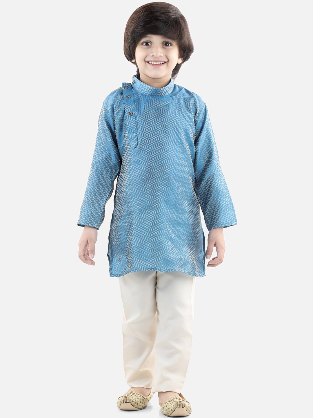 

BownBee Ethnic Motifs Woven Design Regular Kurta With Pyjamas, Blue