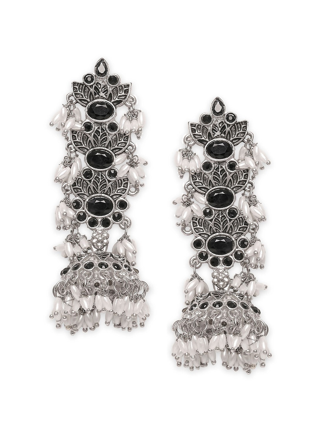 

Young & Forever Brass-Plated Dome Shaped Jhumkas, Silver