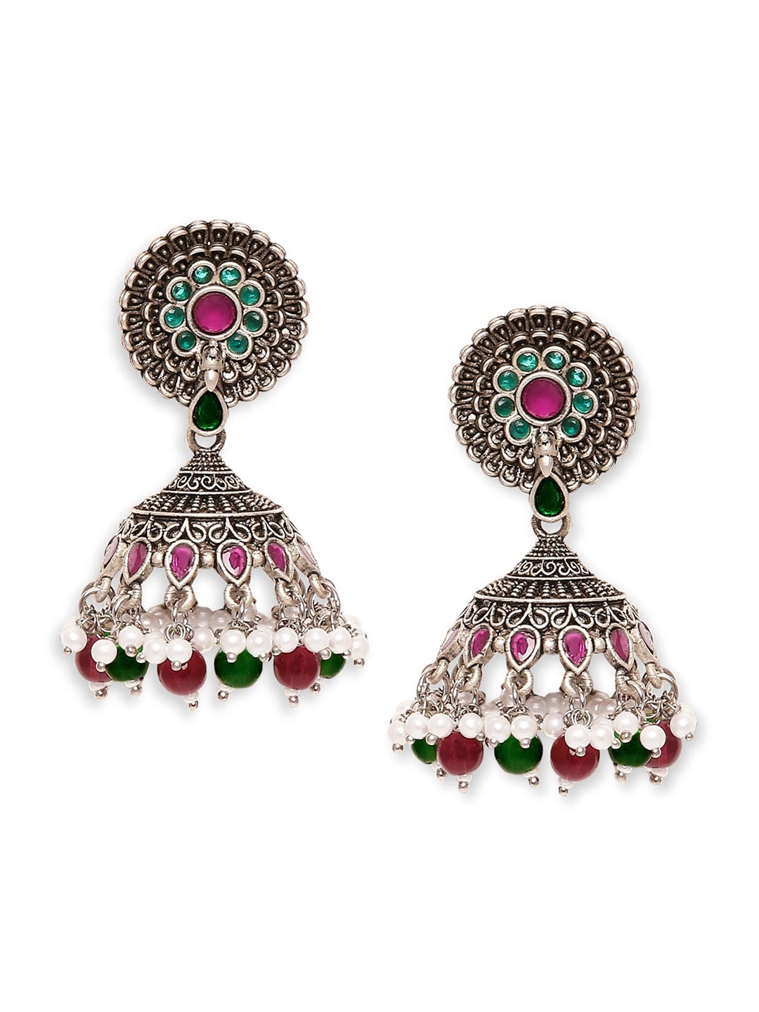 

Young & Forever Brass-Plated Oxidised Jhumkas Earrings, Grey