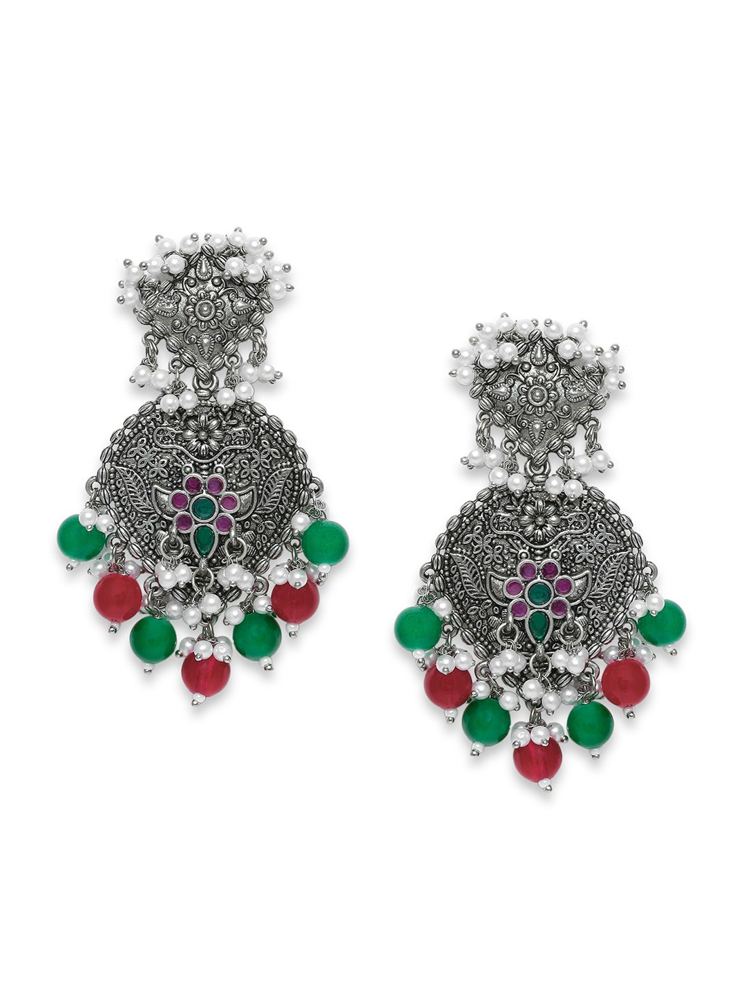 

Young & Forever Brass-Plated Oxidised Drop Earrings, Red
