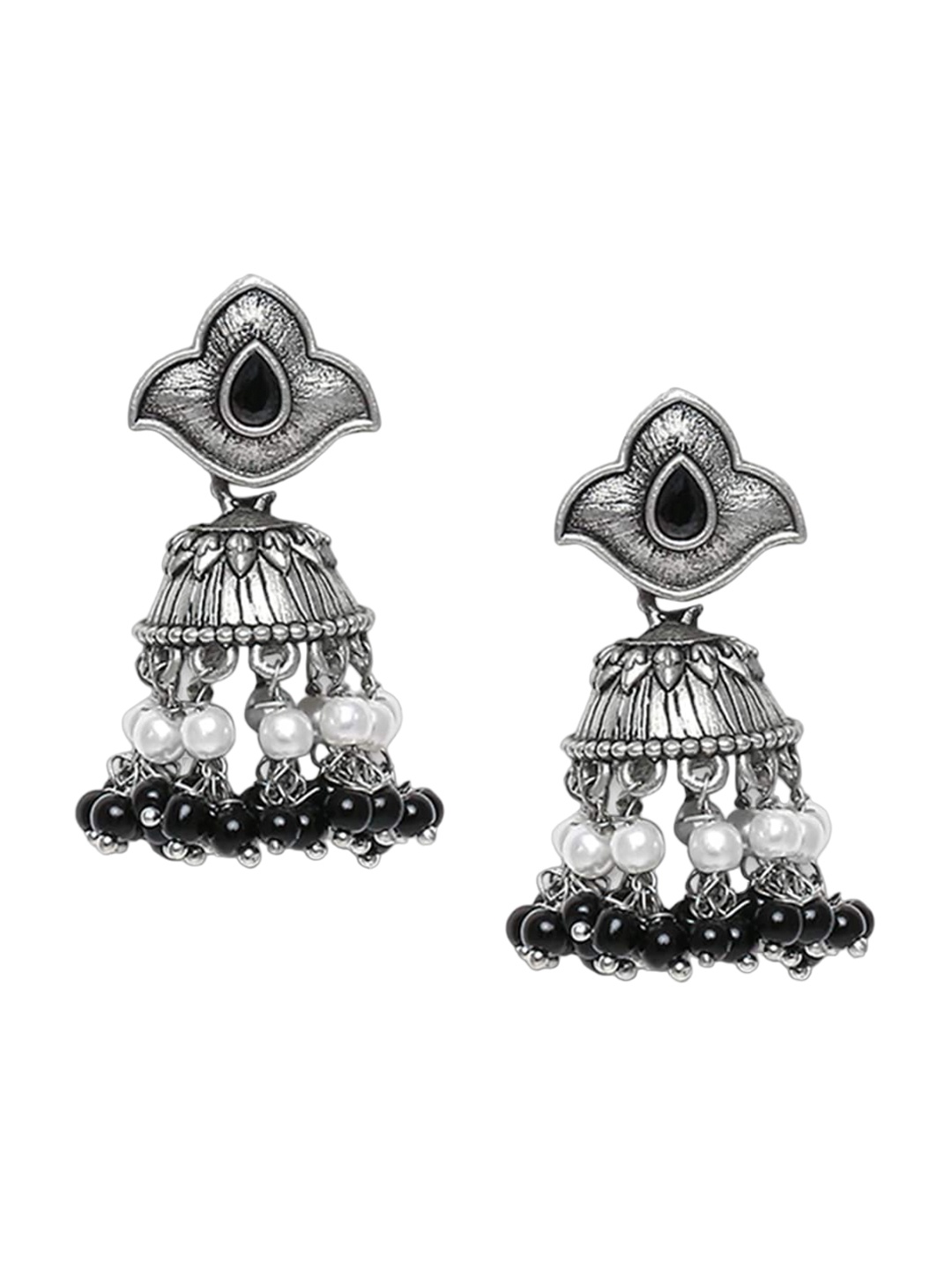 

Young & Forever Brass-Plated Oxidised Jhumkas Earrings, Silver