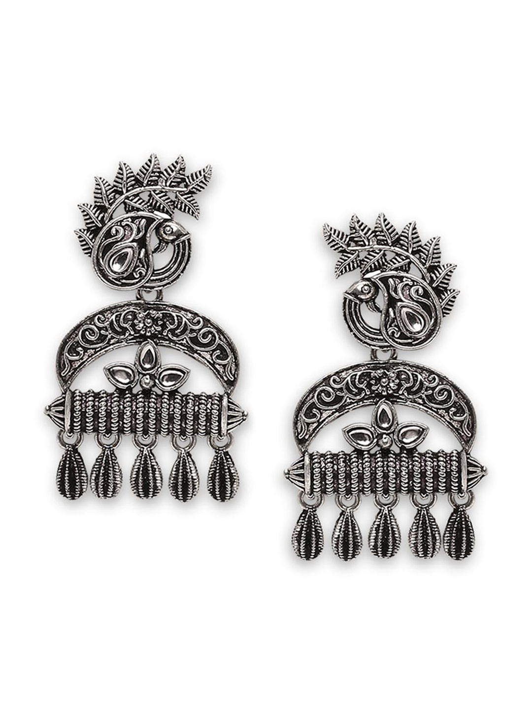 

Young & Forever Brass-Plated Oxidised Drop Earrings, Silver