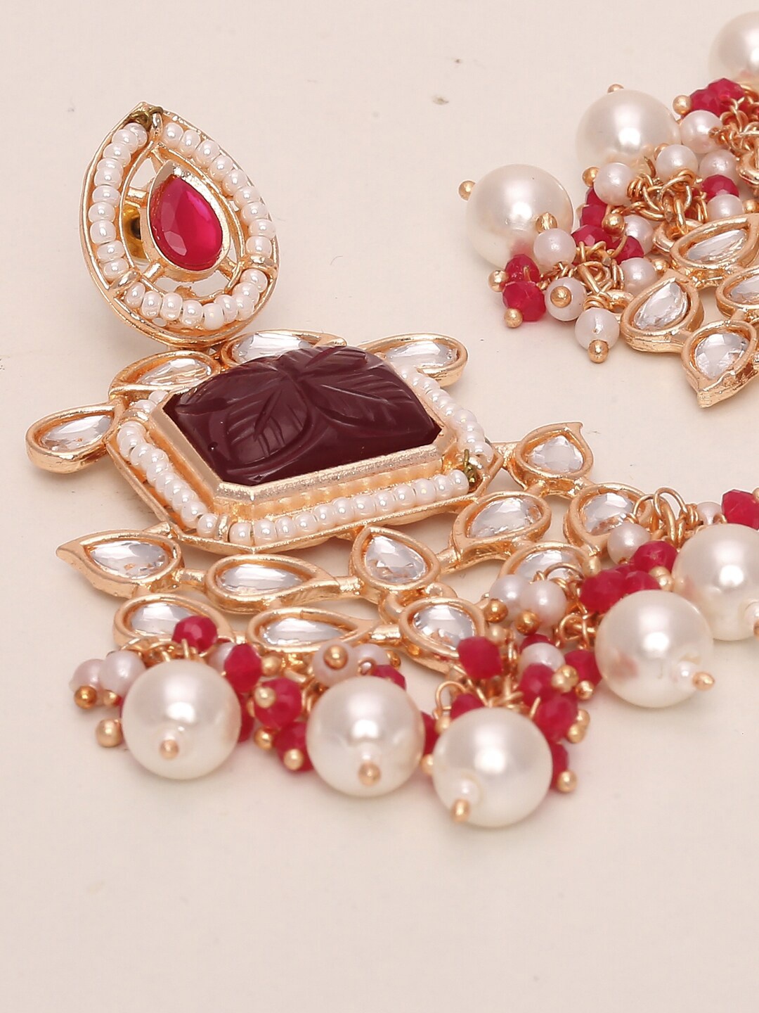 

Young & Forever Gold-Plated Contemporary Chandbalis Earrings, Red
