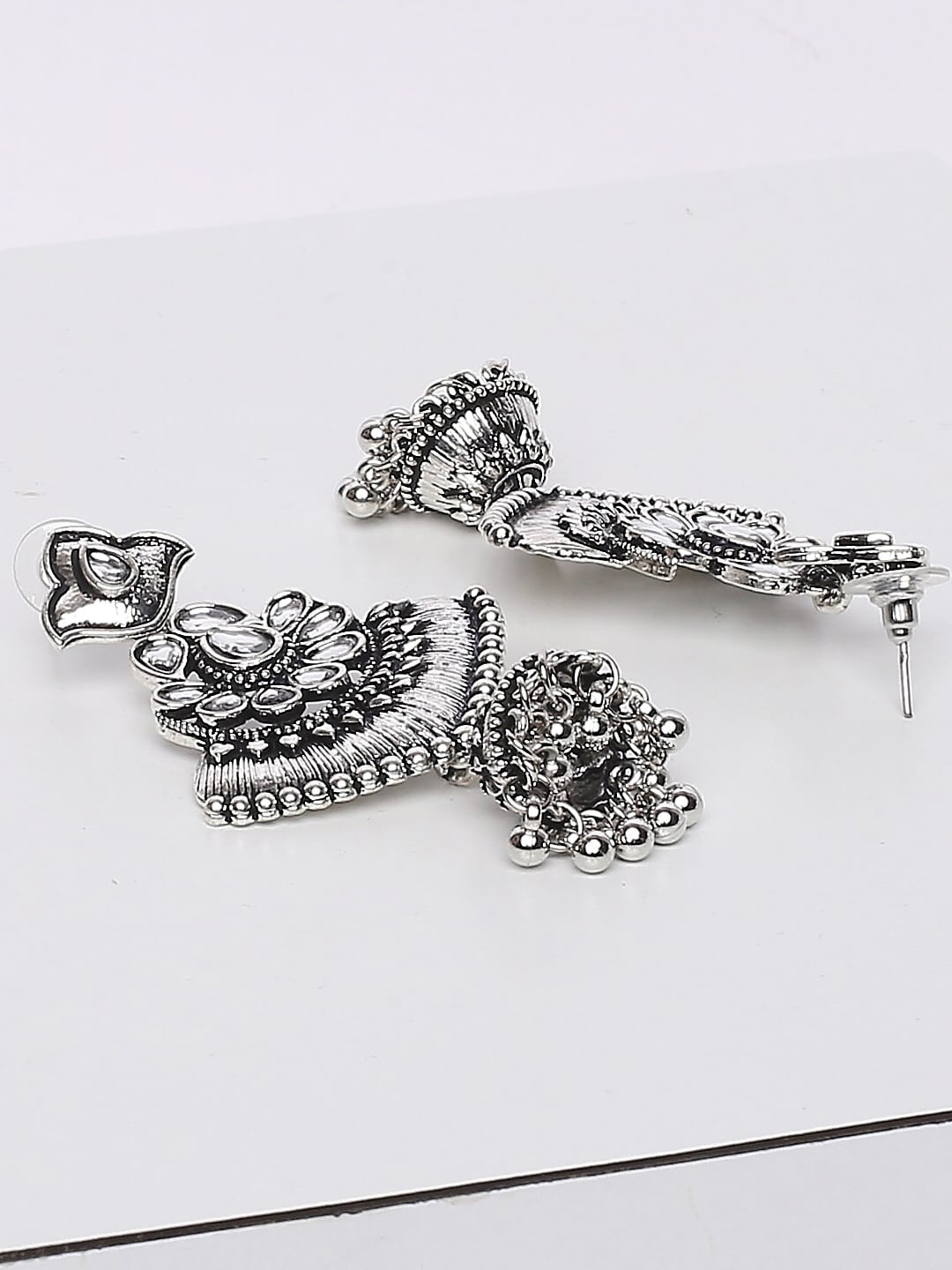 

Young & Forever Brass-Plated Dome Shaped Jhumkas, Silver