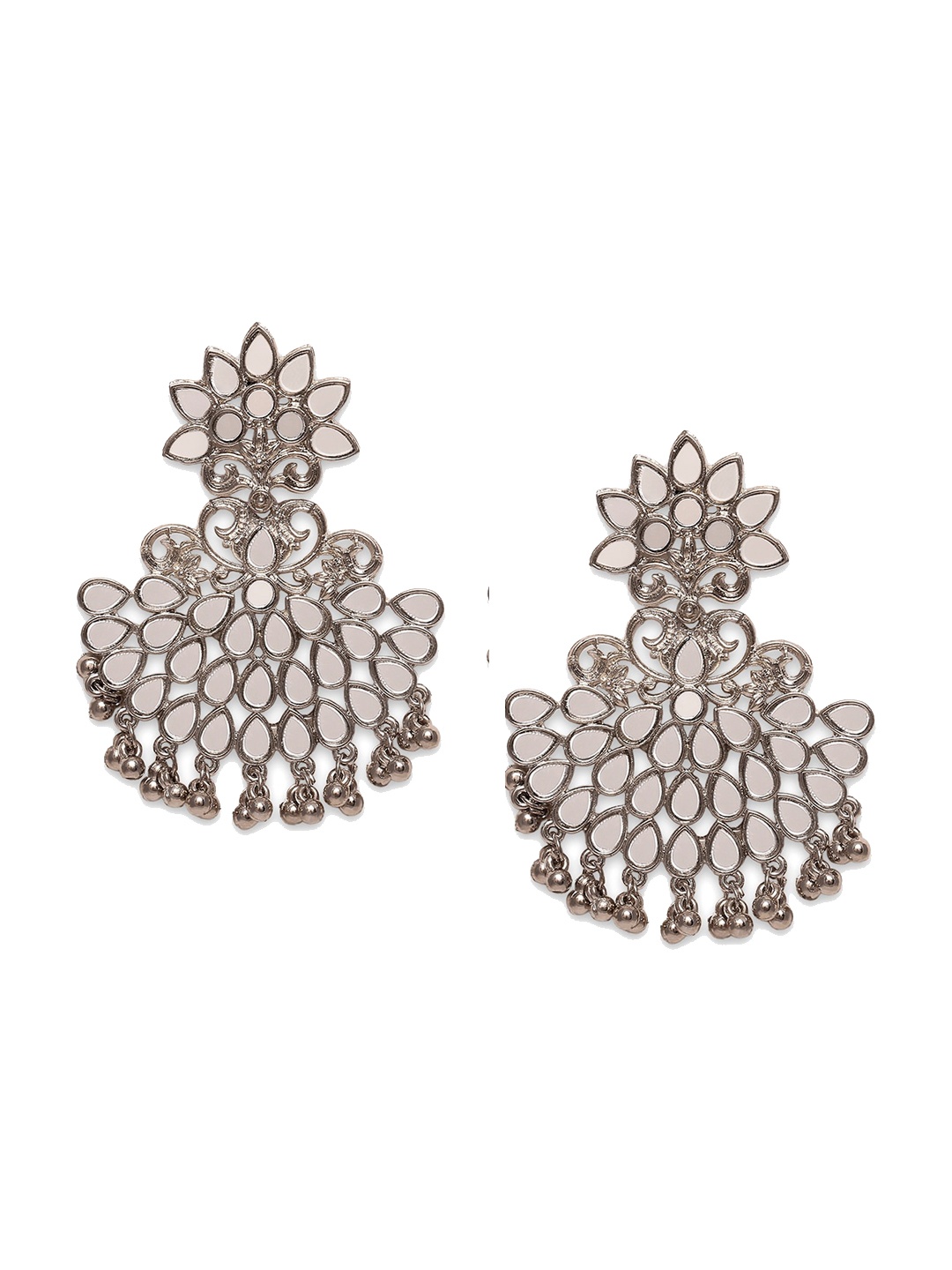 

Young & Forever Brass-Plated Crescent Shaped Mirror Drop Earrings, Silver