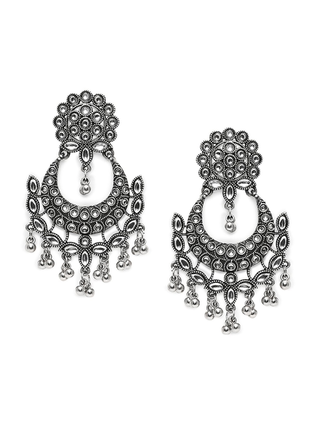 

Young & Forever Brass-Plated Oxidised Chandbalis, Silver