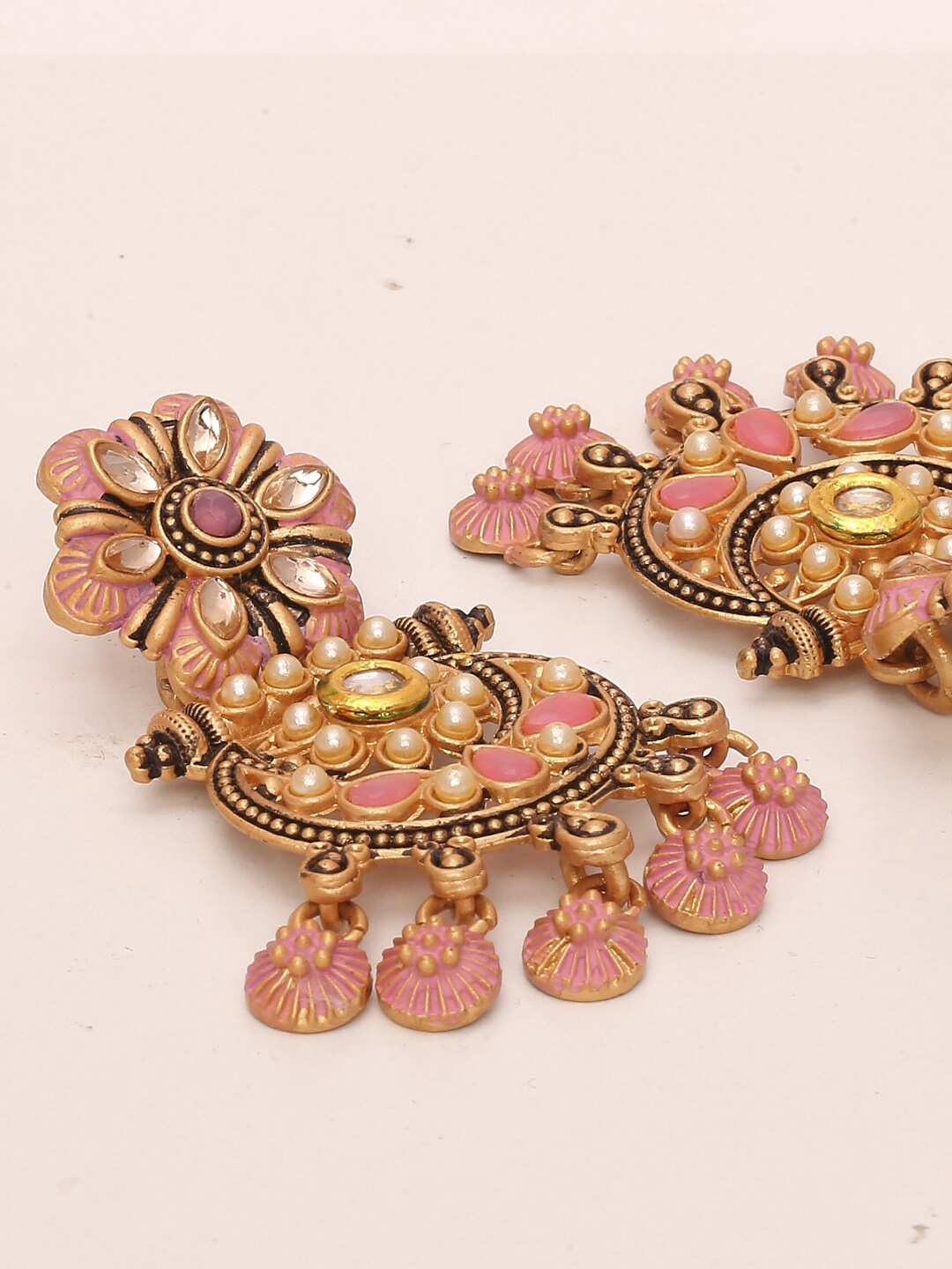 Young & Forever Floral Brass-Plated Drop Earrings, Pink