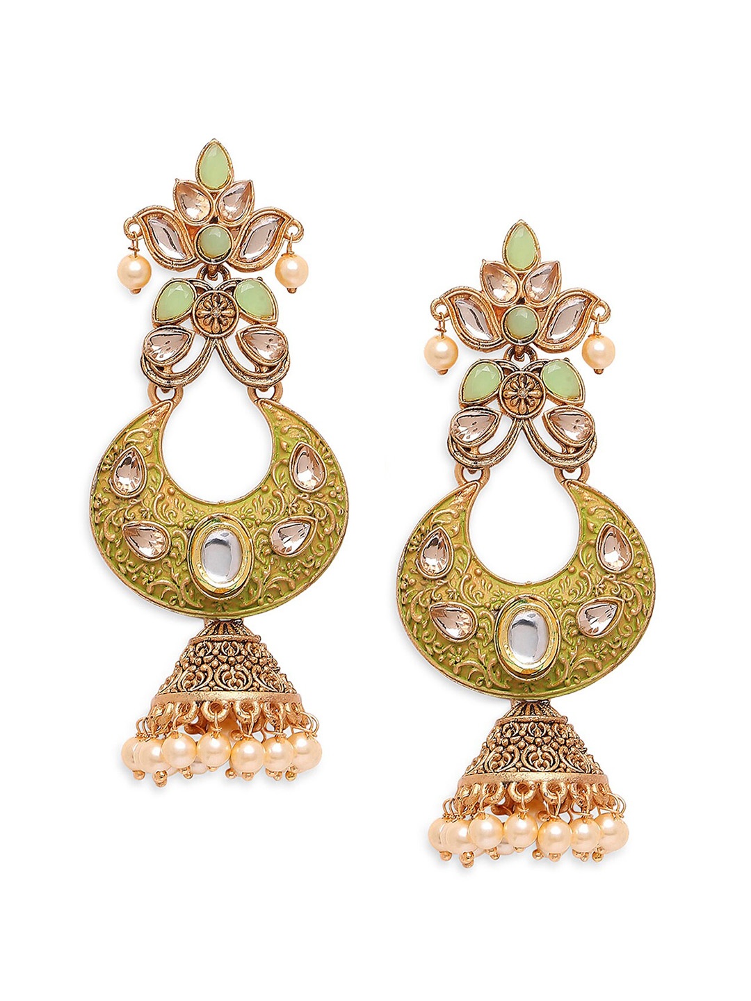 

Young & Forever Brass-Plated Jhumkas Earrings, Green