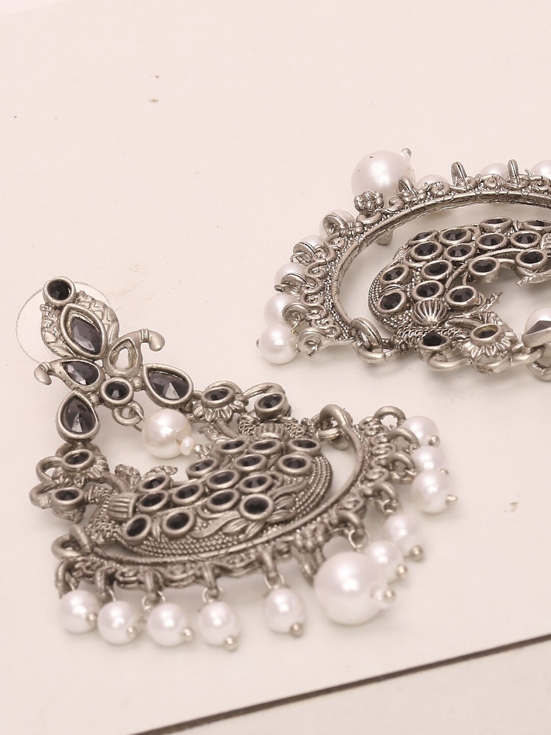 

Young & Forever Brass-Plated Crescent Shaped Chandbalis, Silver