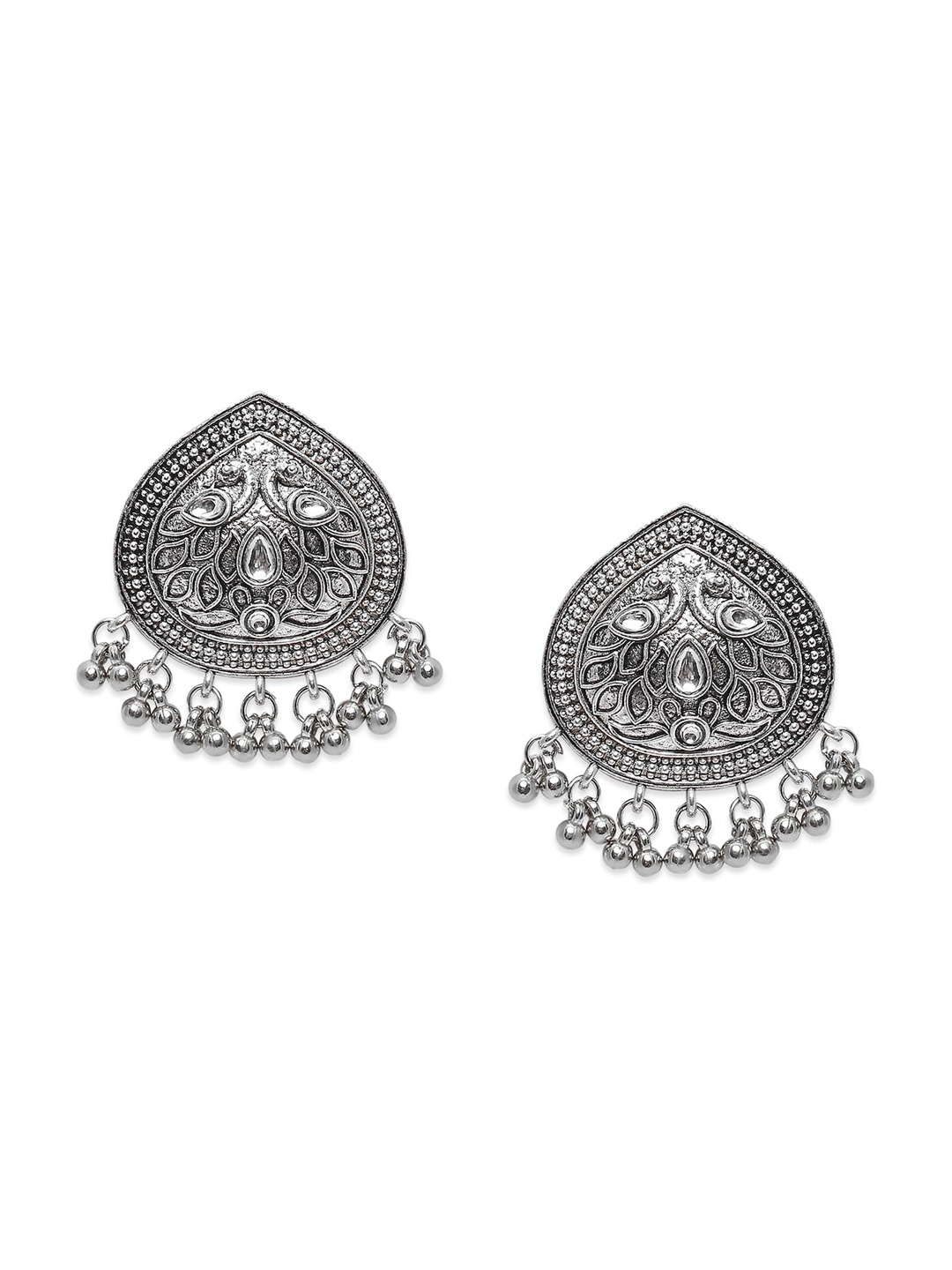 

Young & Forever Brass-Plated Oxidised Studs Earrings, Silver