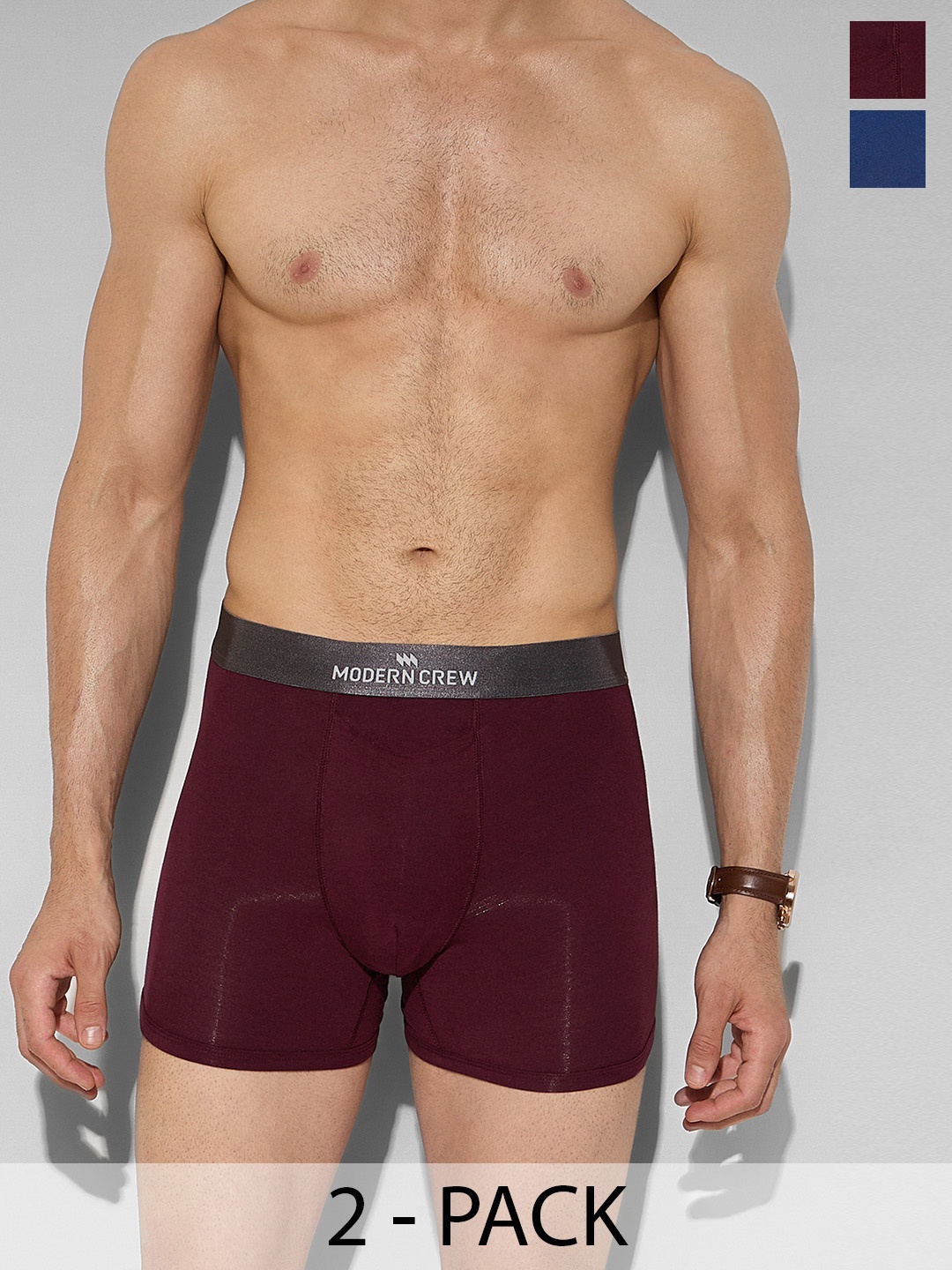 

MODERN CREW Pack of 2 Premium Micro Modal Trunks MC2-T-002-CL-NP-WT, Maroon