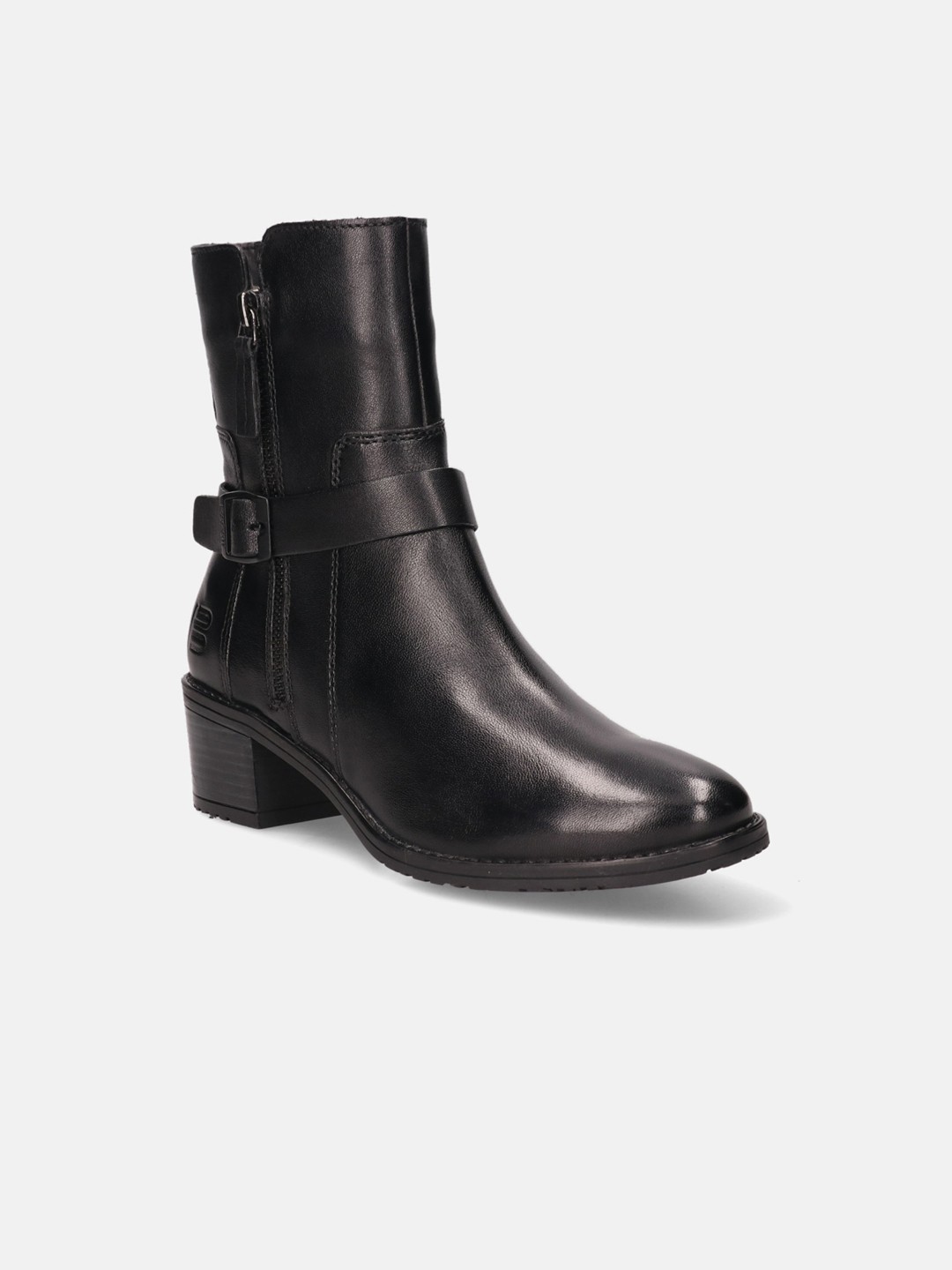 

BAGATT Women Ruby Heeled Leather Mid-Top Chunky Boots, Black