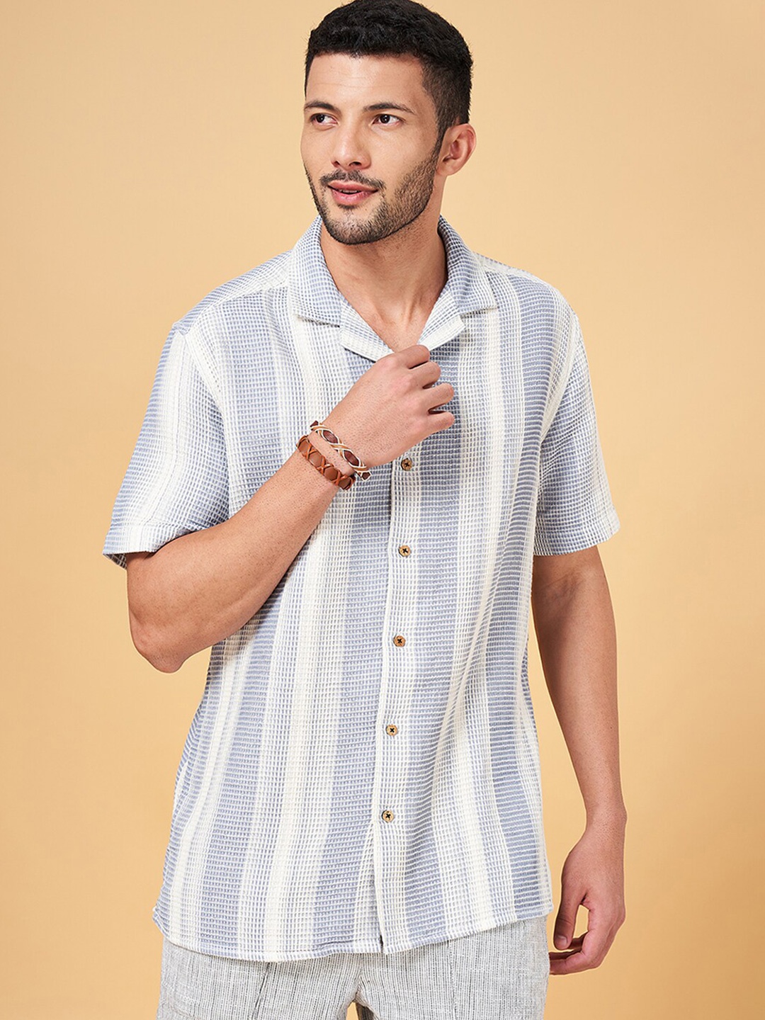 

7 Alt by Pantaloons Opaque Striped Casual Shirt, Blue