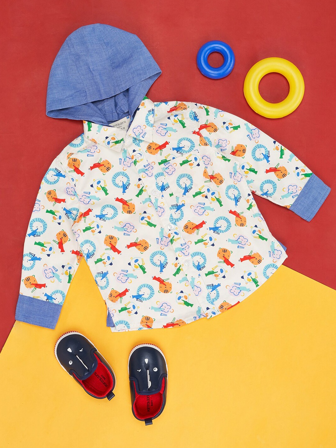 

Pantaloons Baby Infant Boys Conversational Printed Cotton Casual Shirt, White