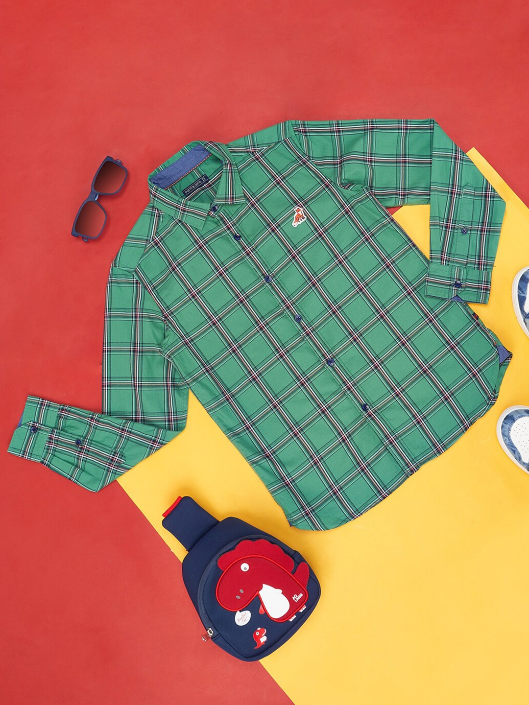 

Pantaloons Junior Boys Checked Cotton Casual Shirt, Green