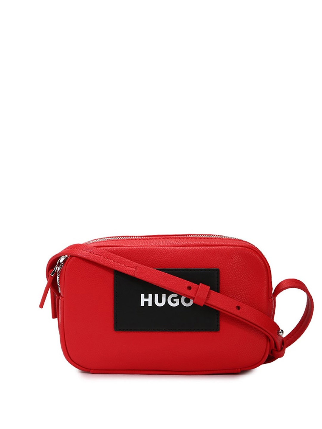 

HUGO PU Typography Printed Structured Sling Bag, Red