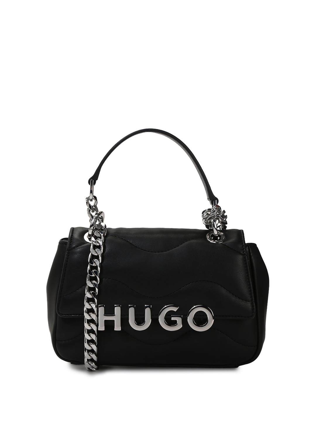 

HUGO PU Structured Handheld Bag, Black