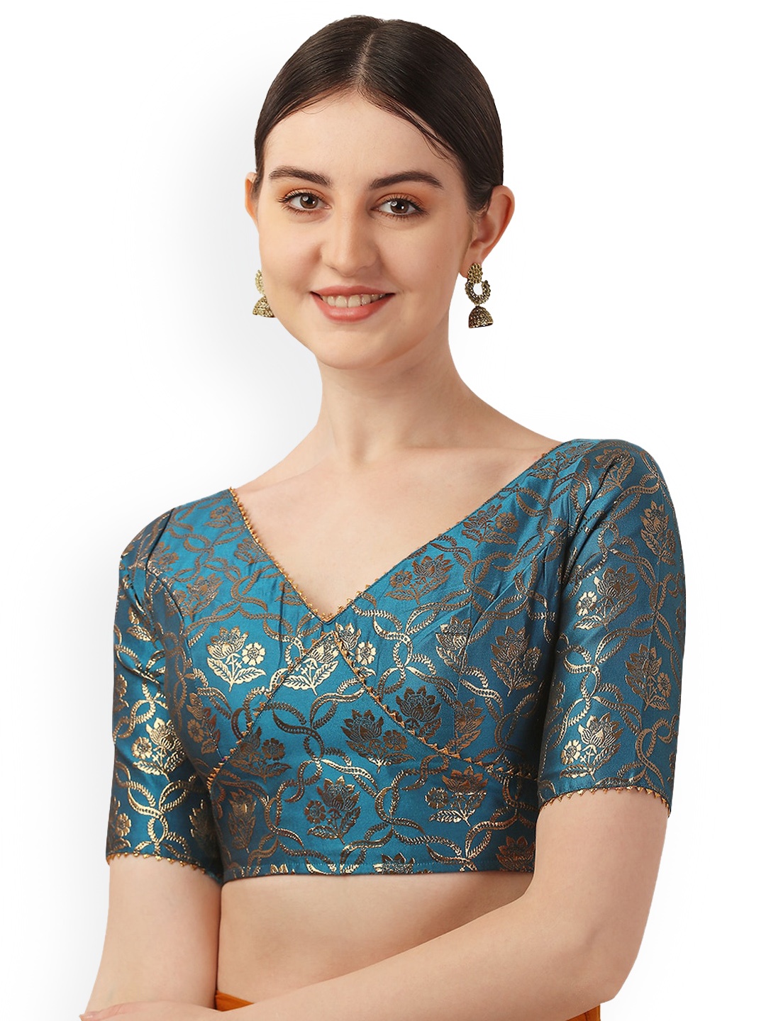 

Oomph! Woven Design Saree Blouse, Blue