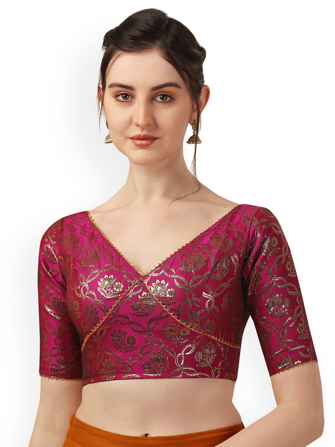 

Oomph! Woven Design Saree Blouse, Magenta
