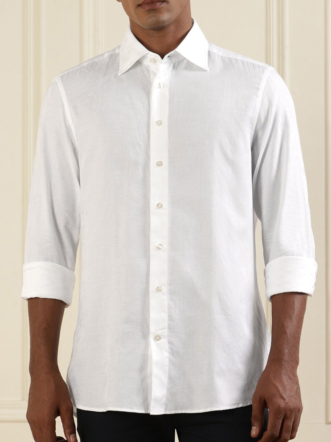 

ETRO Floral Woven Design Regular Fit Pure Cotton Casual Shirt, White