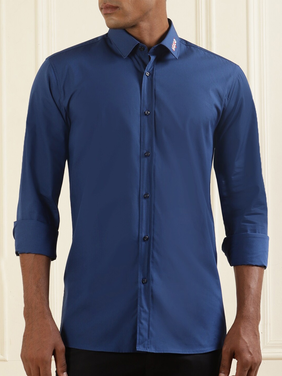 

HUGO Opaque Pure Cotton Casual Shirt, Navy blue