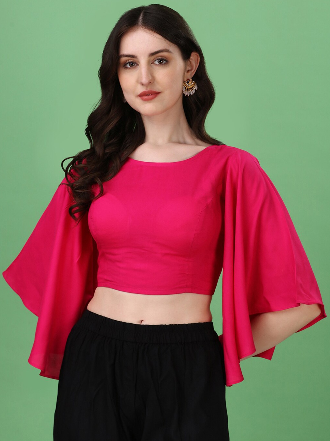 

Oomph! Boat Neck Saree Blouse, Pink