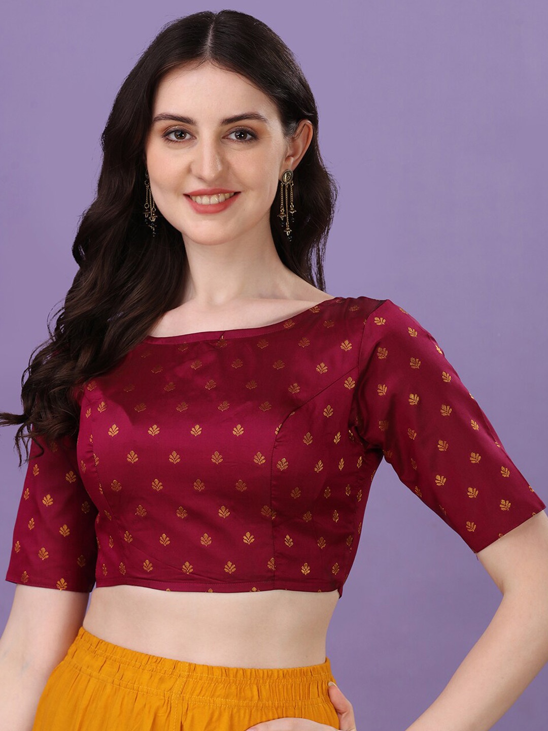 

Oomph! Ethnic Woven Design Brocade Saree Blouse, Pink