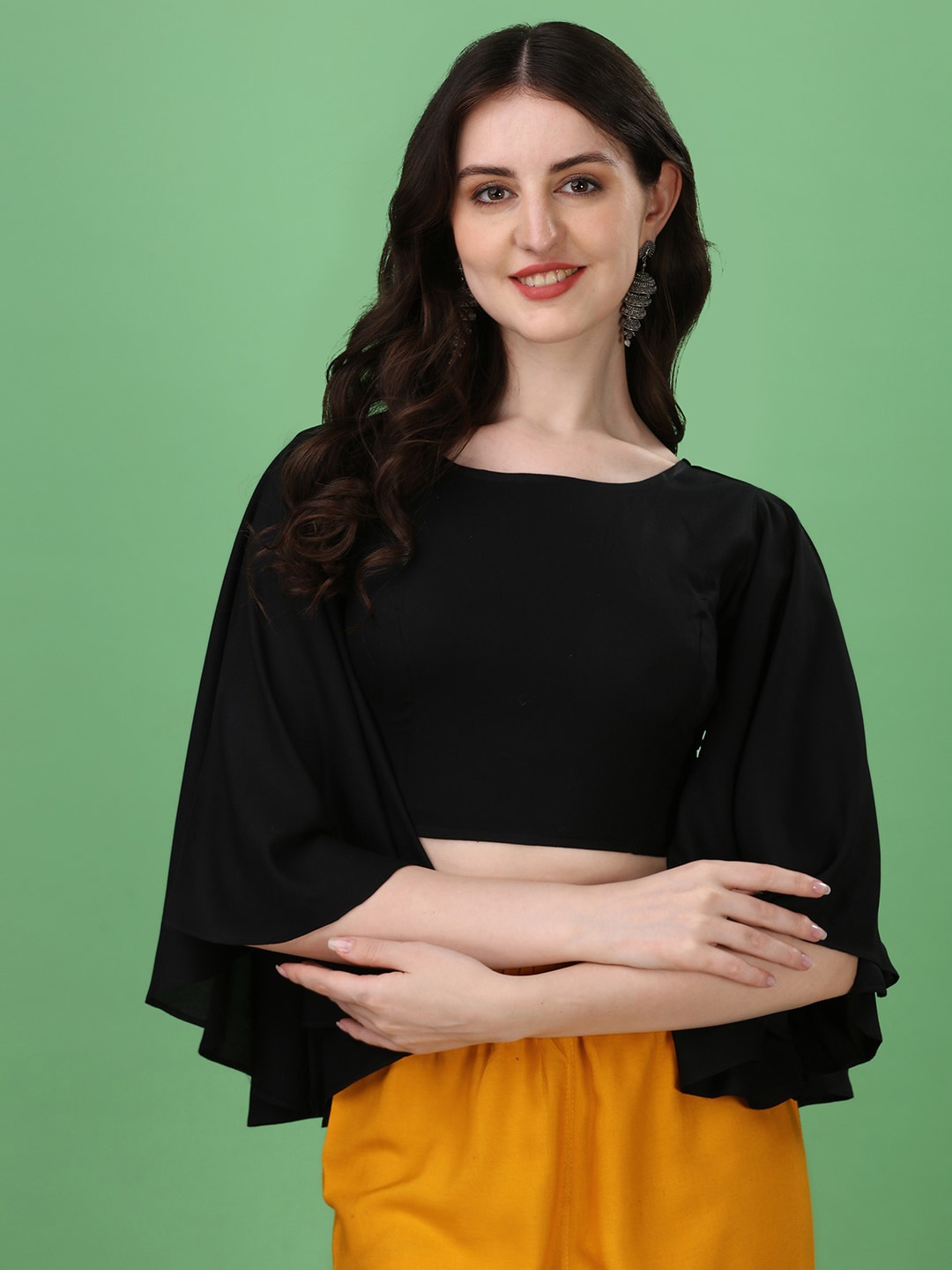 

Oomph! Boat Neck Saree Blouse, Black