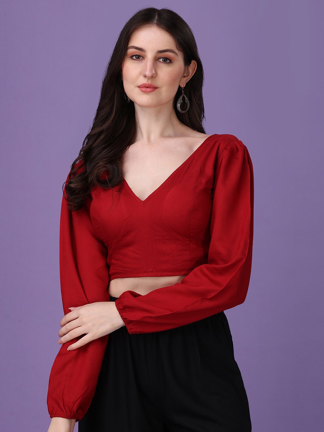

Oomph! V-Neck Saree Blouse, Red