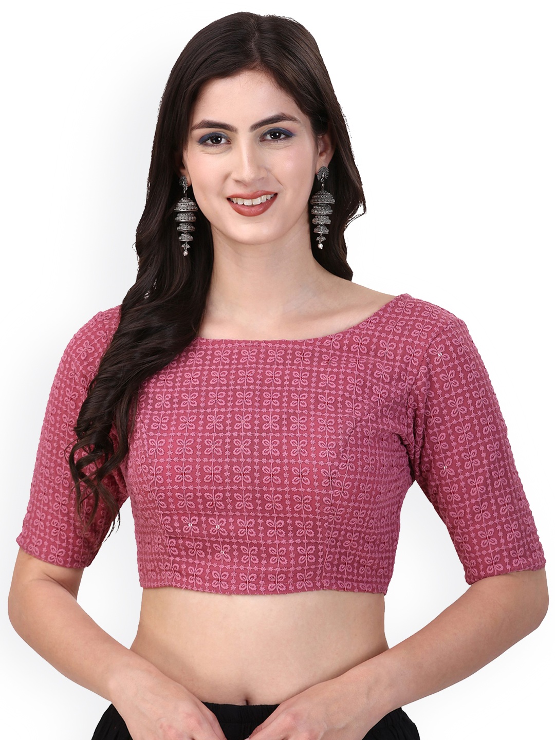 

Oomph! Embroidered Pure Cotton Saree Blouse, Pink