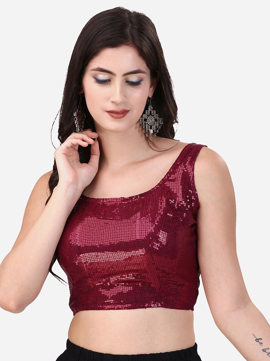 

Oomph! Embellished Readymade Blouse, Maroon