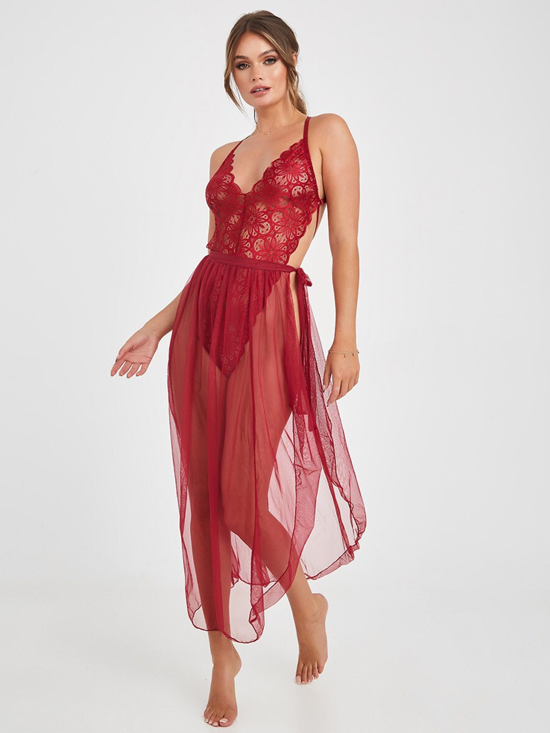 

VAGHBHATT Net Baby Doll, Red
