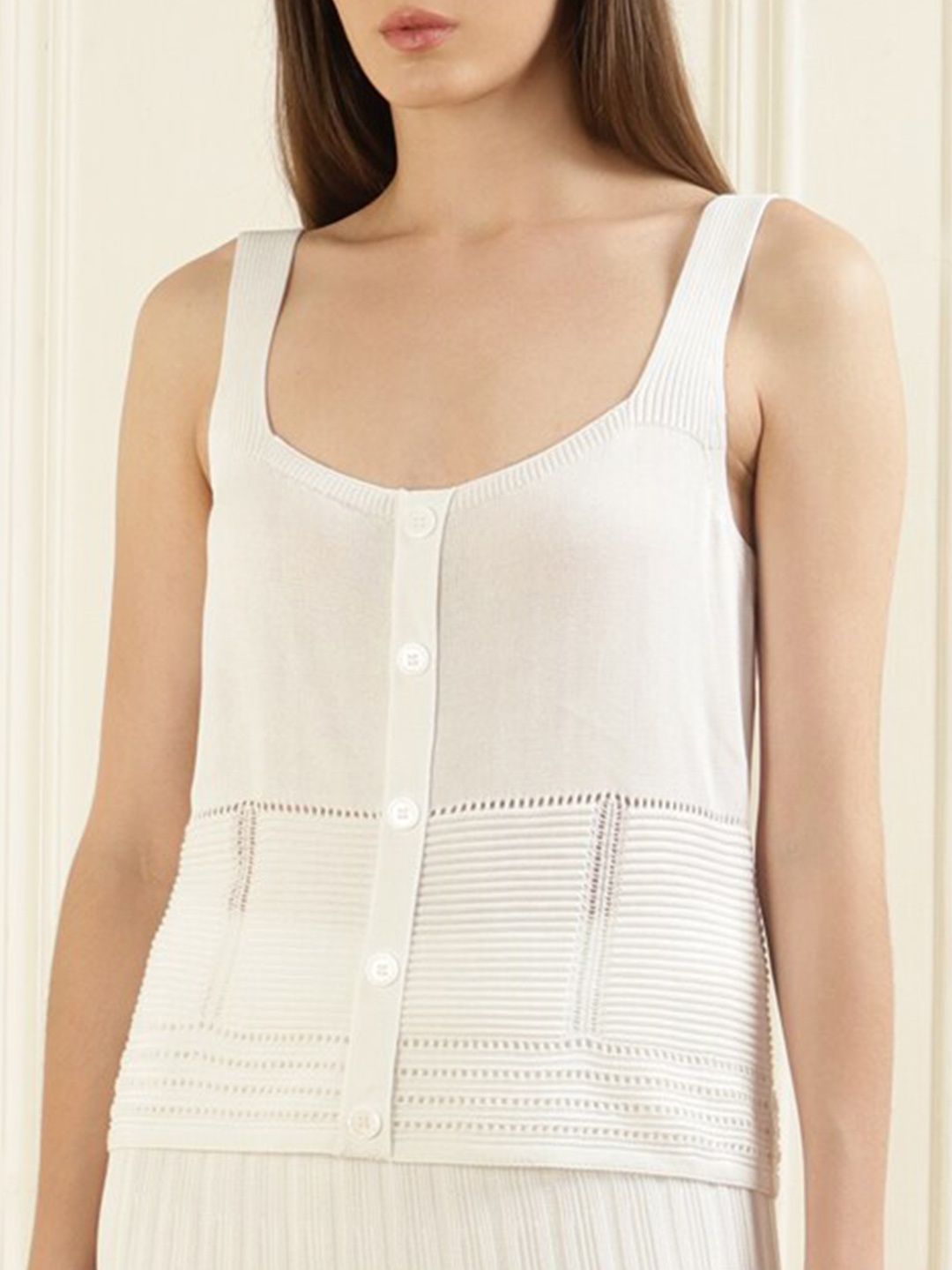 

Phase Eight Shoulder Straps Sleeveless Knitted Top, White