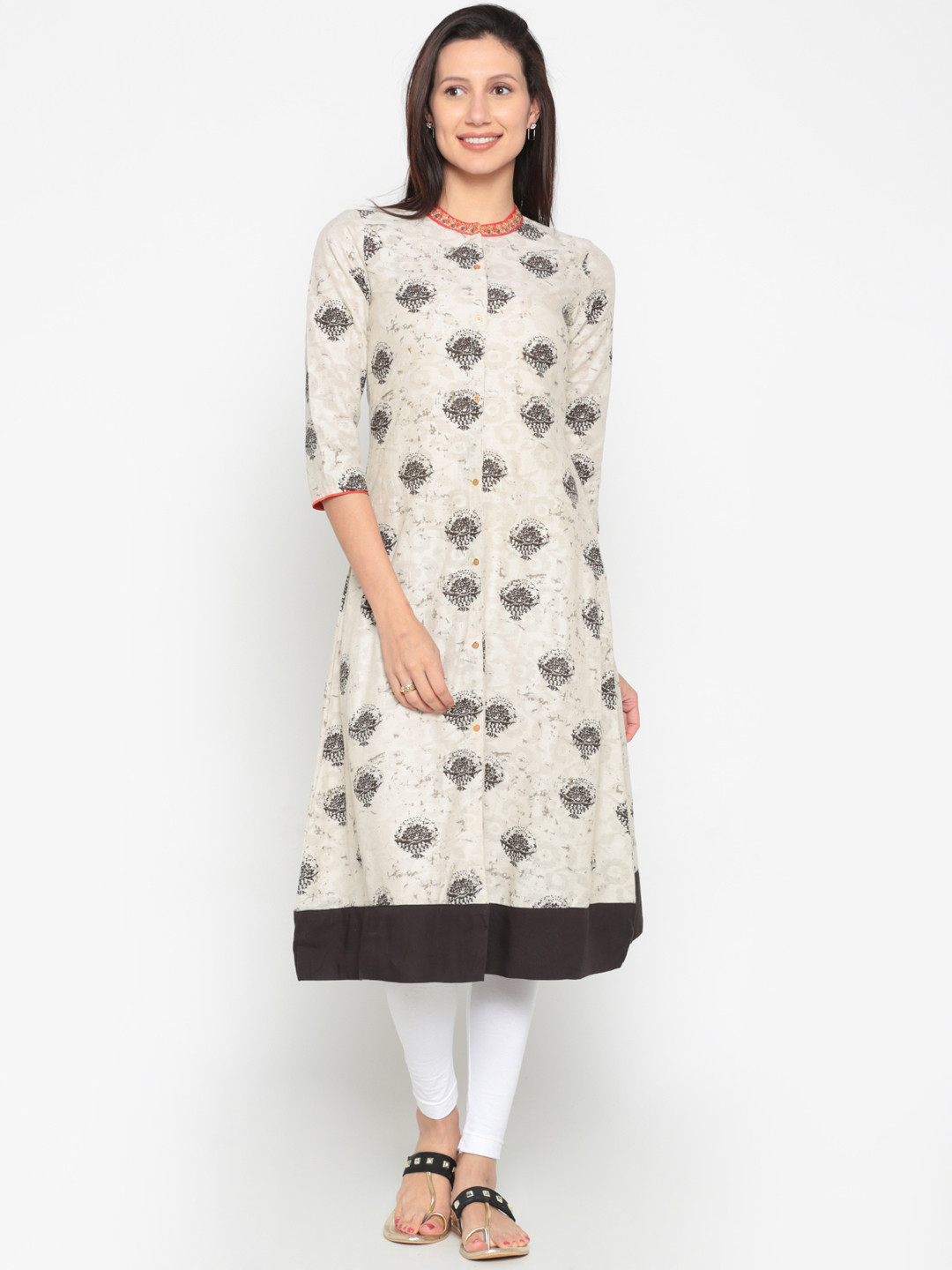 

Span Women Beige Printed A-Line Kurta
