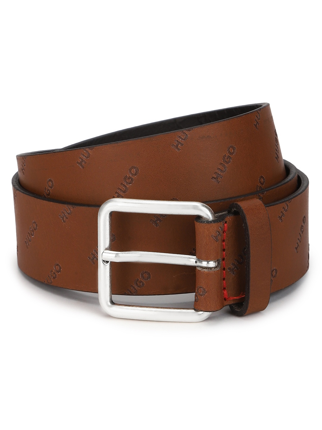 

HUGO Men Printed Leather Belt, Brown