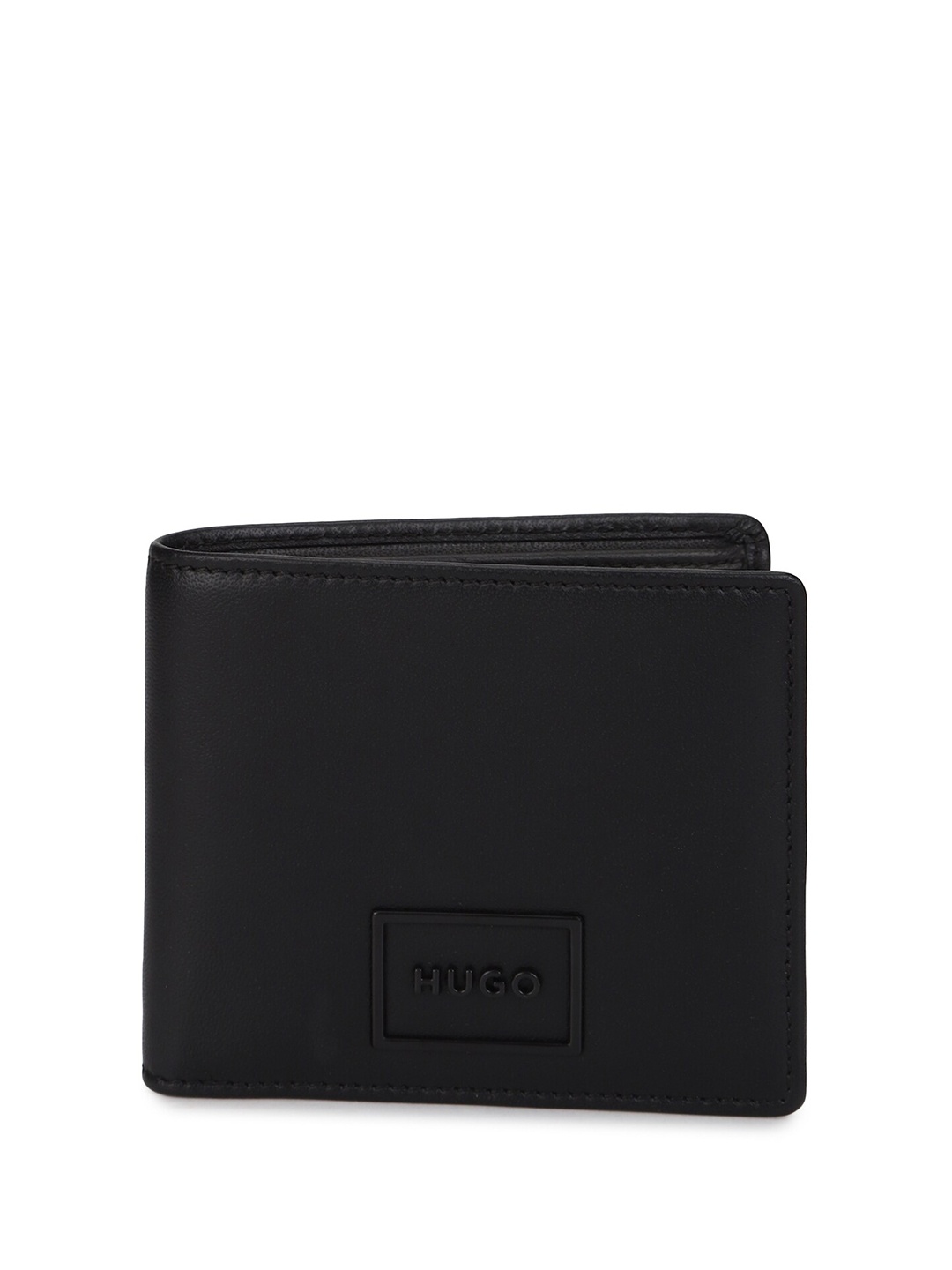 

HUGO Men Leather Two Fold Wallet, Black