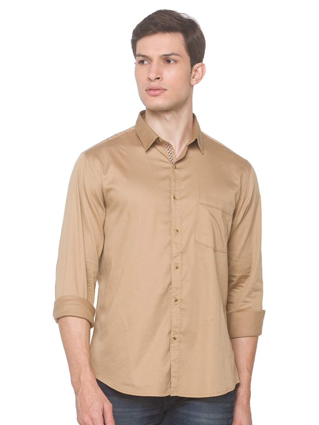 

SNX Classic Tailored Fit Pure Cotton Casual Shirt, Khaki