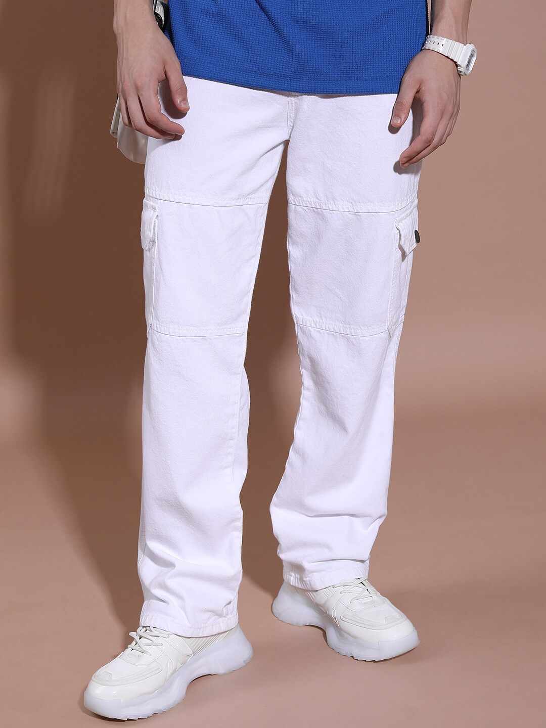 

HIGHLANDER Men Clean Look Mid-Rise Straight Fit Stretchable Jeans, White