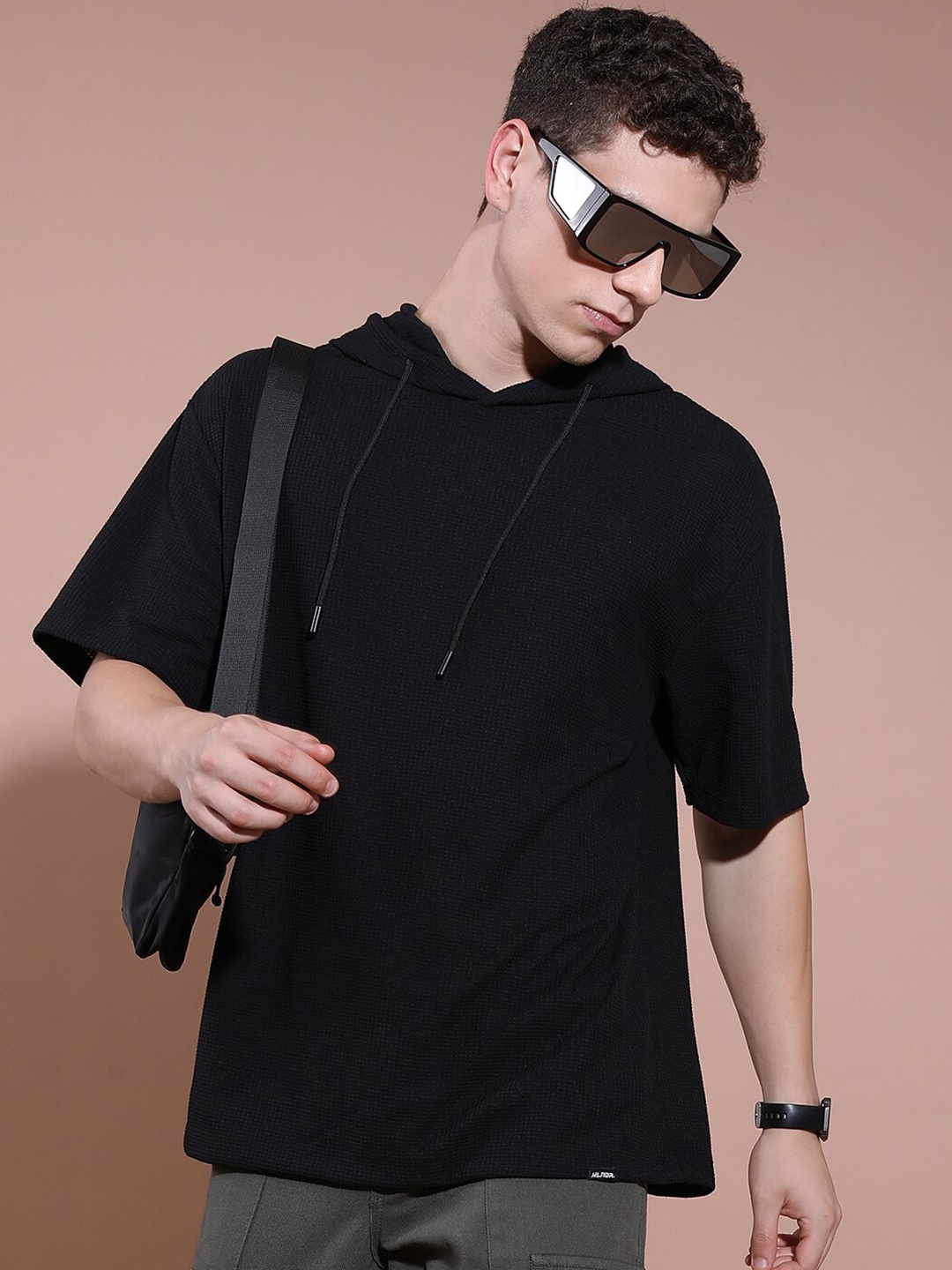 

Highlander Drop shoulder Oversized Popcorn Structure T-shirt, Black