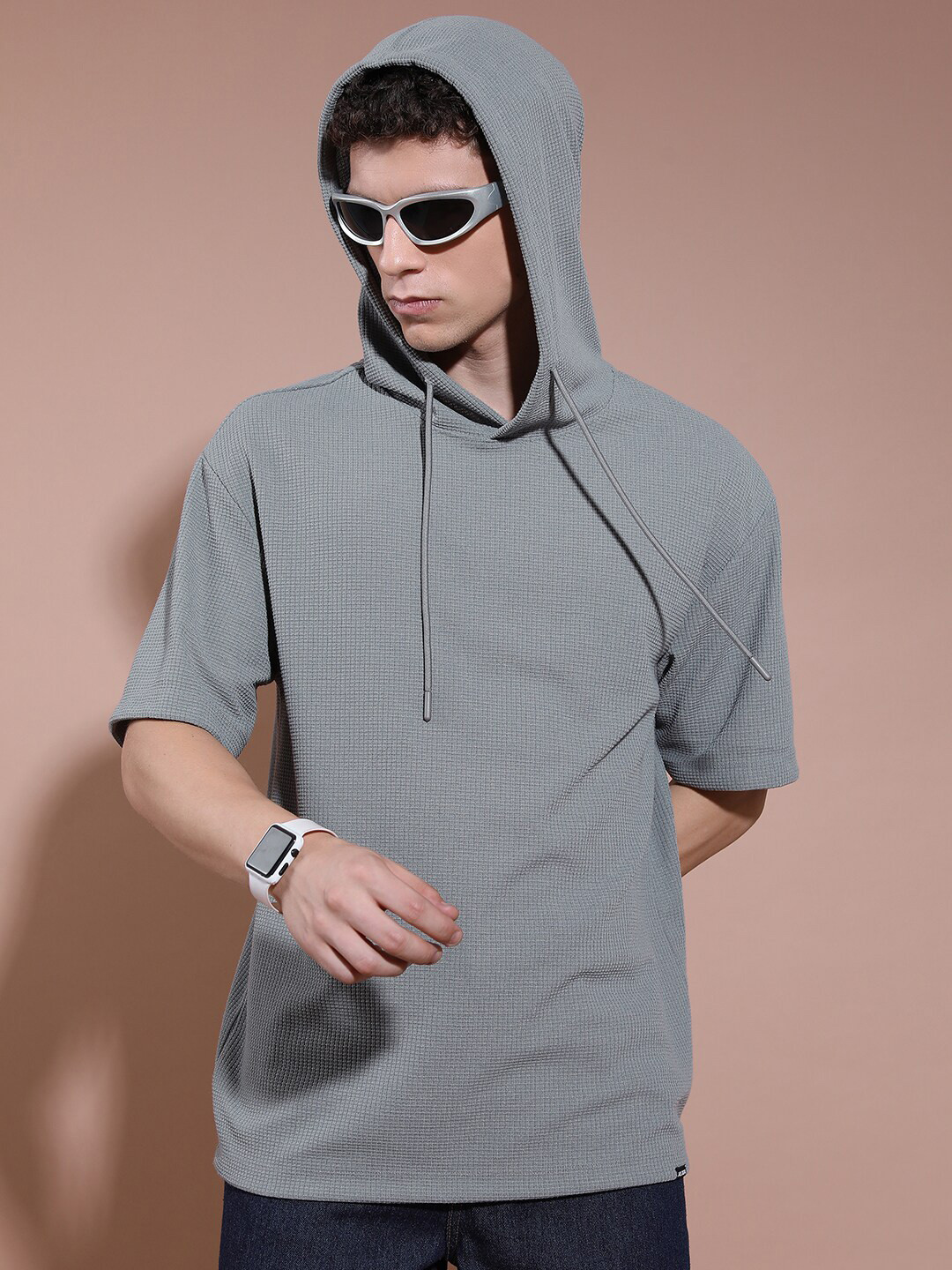 

HIGHLANDER Drop Shoulder Oversized Popcorn Structure T-shirt, Grey