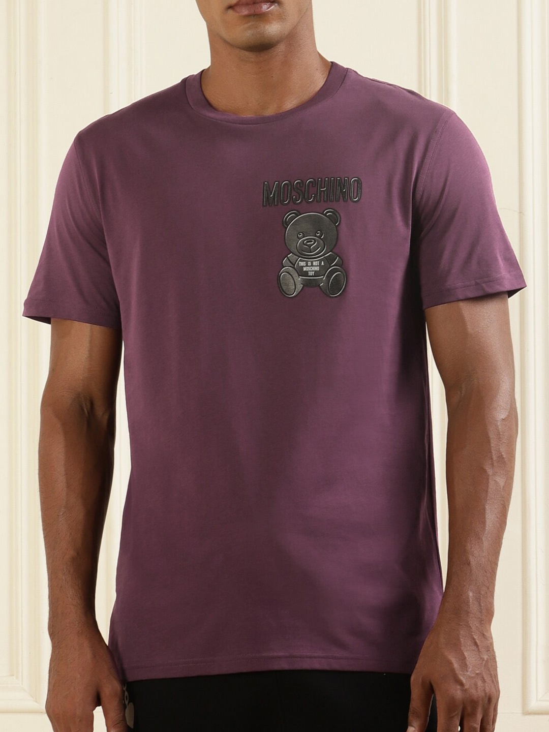 

MOSCHINO COUTURE Typography Printed Pure Cotton T-Shirt, Purple