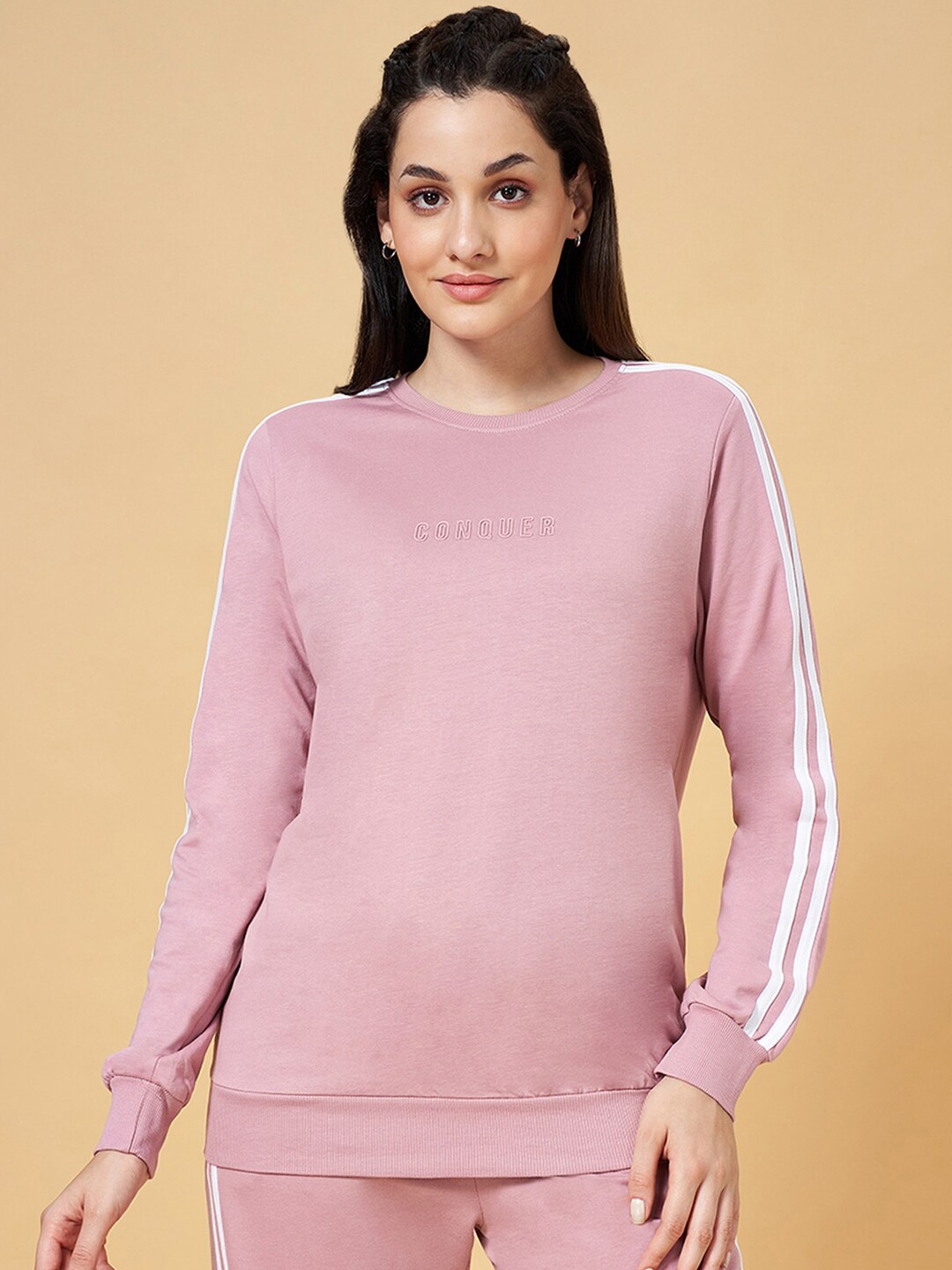 

Ajile by Pantaloons Striped Cotton Pullover, Pink