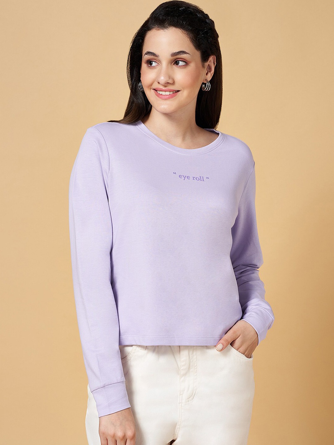 

Honey by Pantaloons Typography Printed Cotton Sweatshirt, Lavender