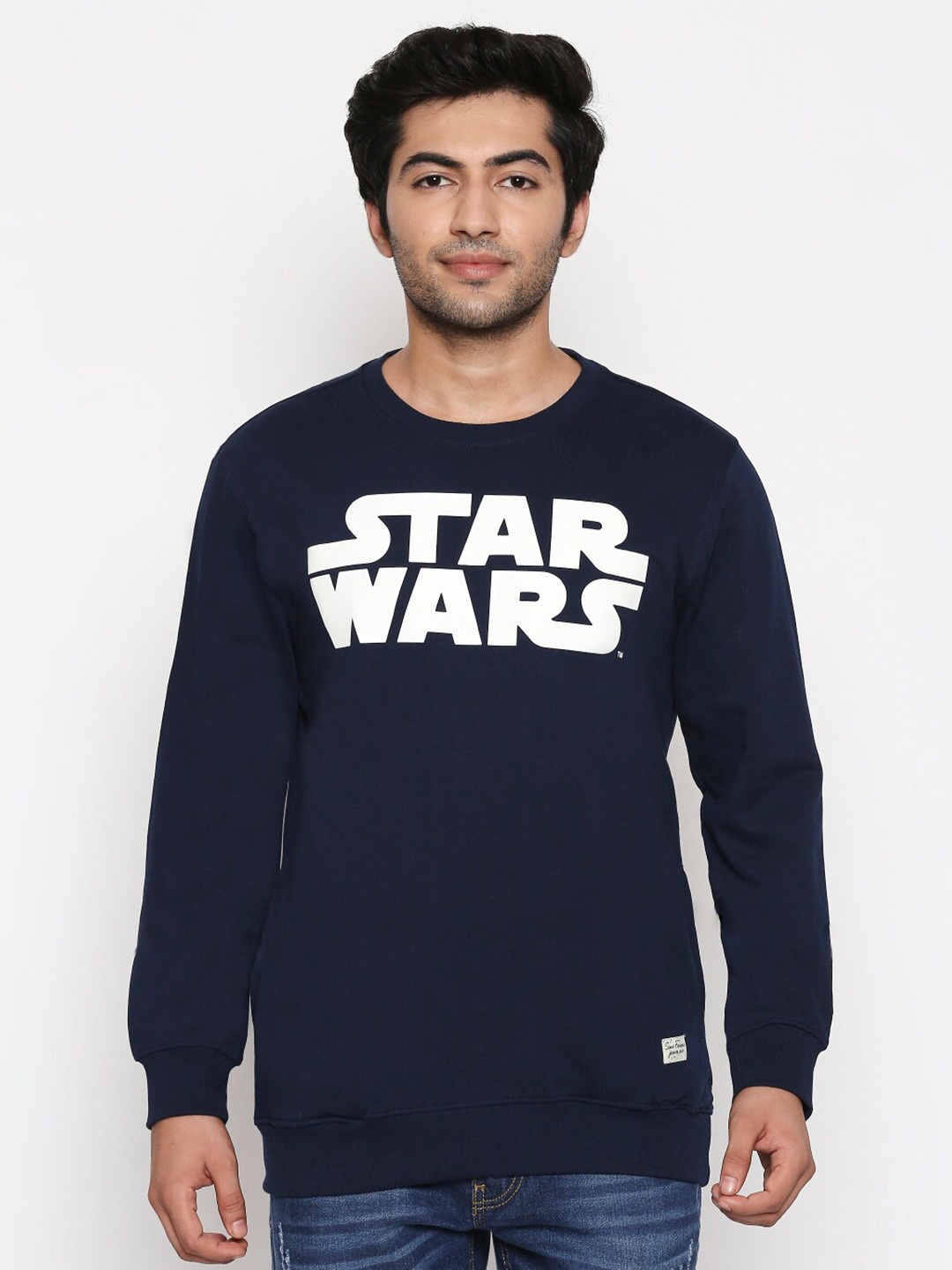 

SF JEANS by Pantaloons Typography Printed Cotton Pullover Sweatshirt, Navy blue