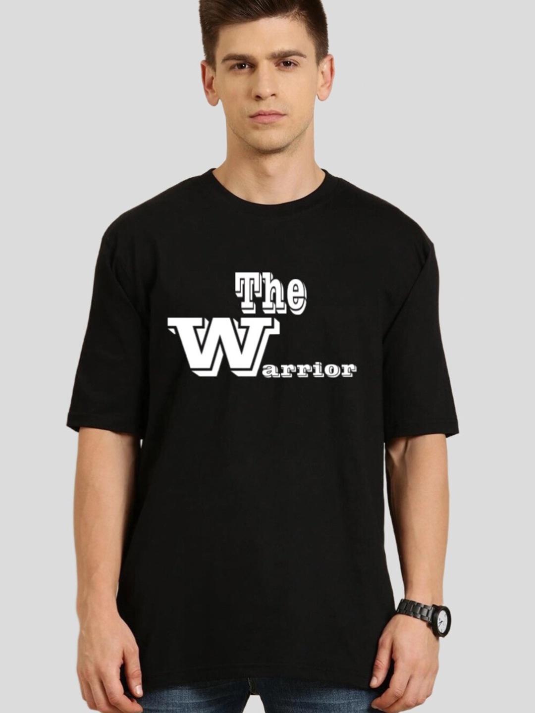 

Elibolz Men Black Typography Printed Monochrome Raw Edge T-shirt