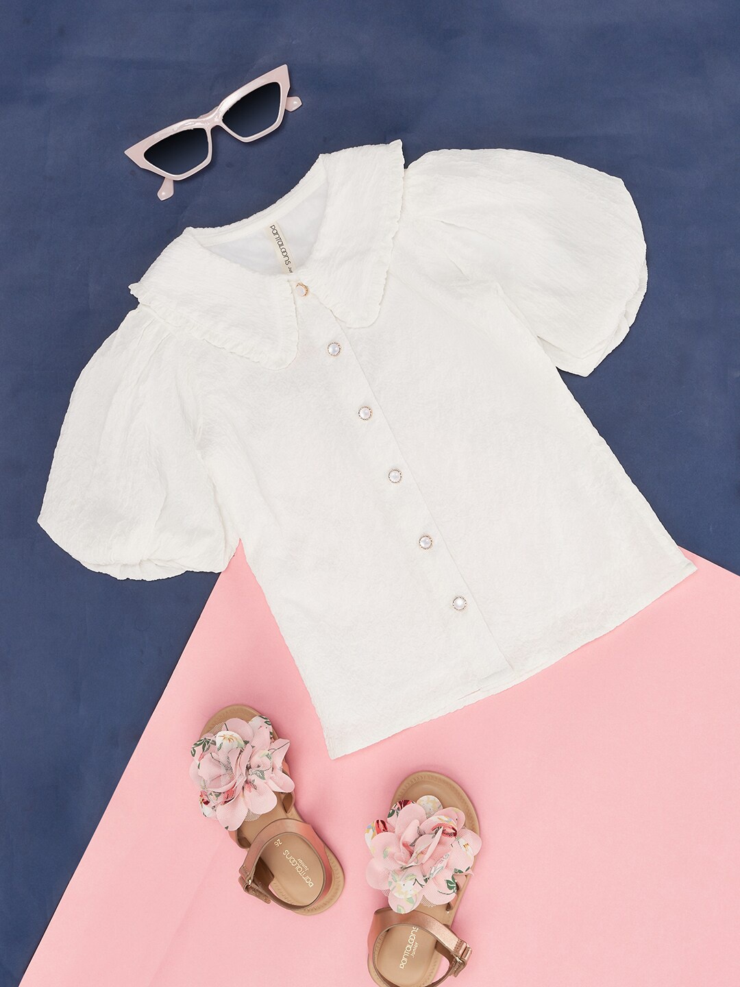 

Pantaloons Junior Puff Sleeve Acrylic Shirt Style Top, White