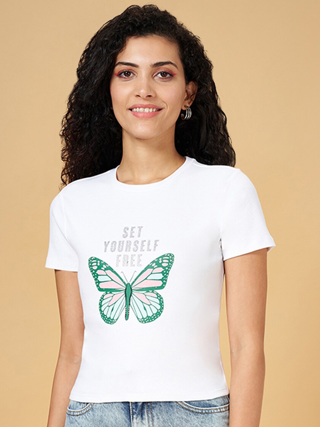 

People White Print Cotton Top